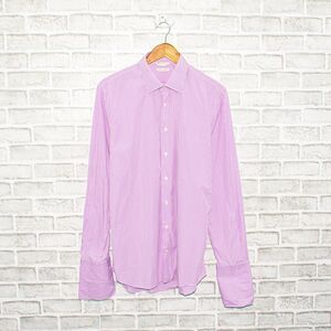 Suitsupply Extra Slim French Cuff Dress Shirt Purple Gingham Check Size 17